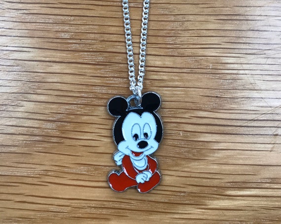 Cute Baby Mickey Mouse Necklace Etsy Cute Baby Mickey Mouse Necklace Etsy