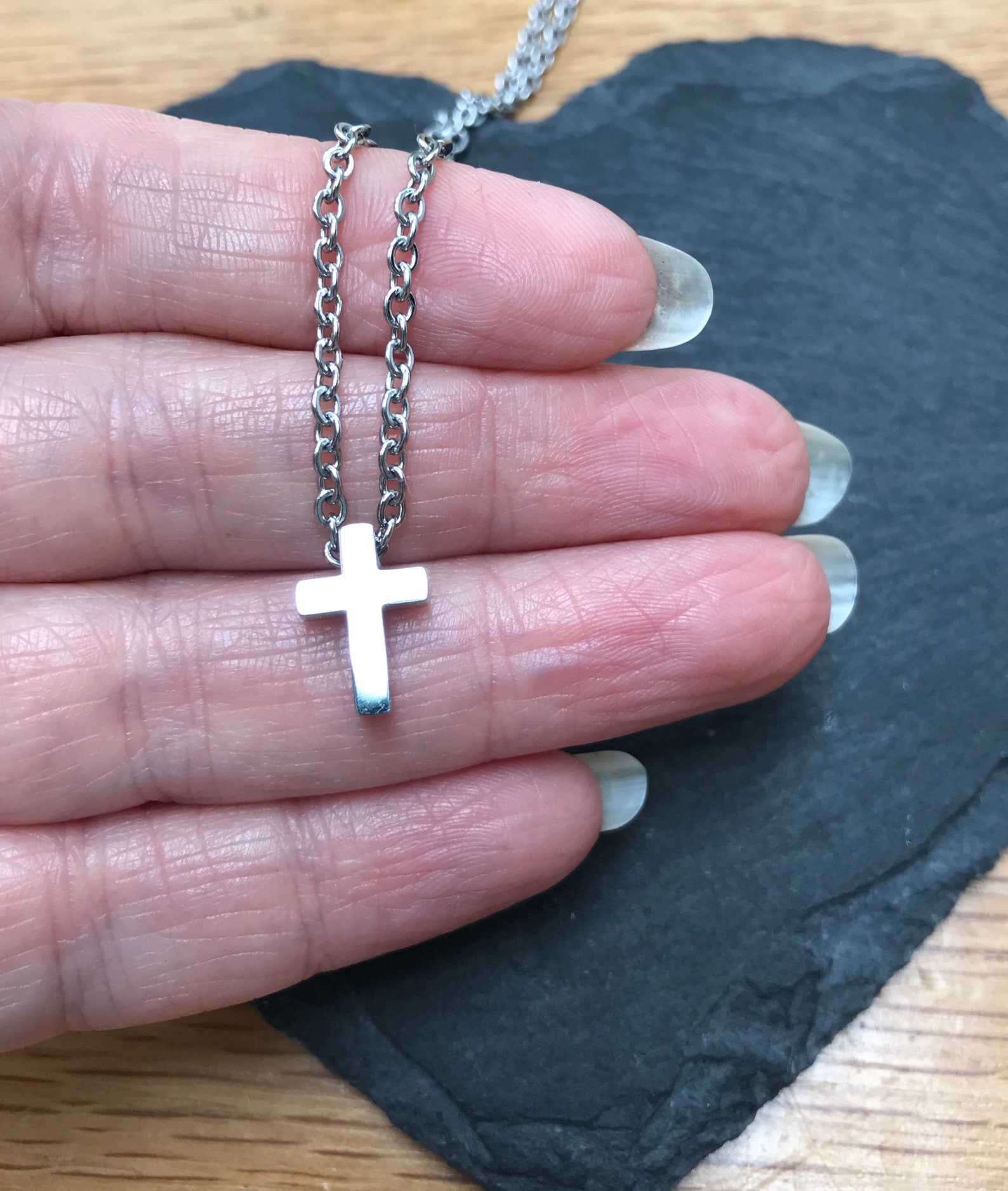 Small chunky cross necklacegold/silver/rose gold Etsy