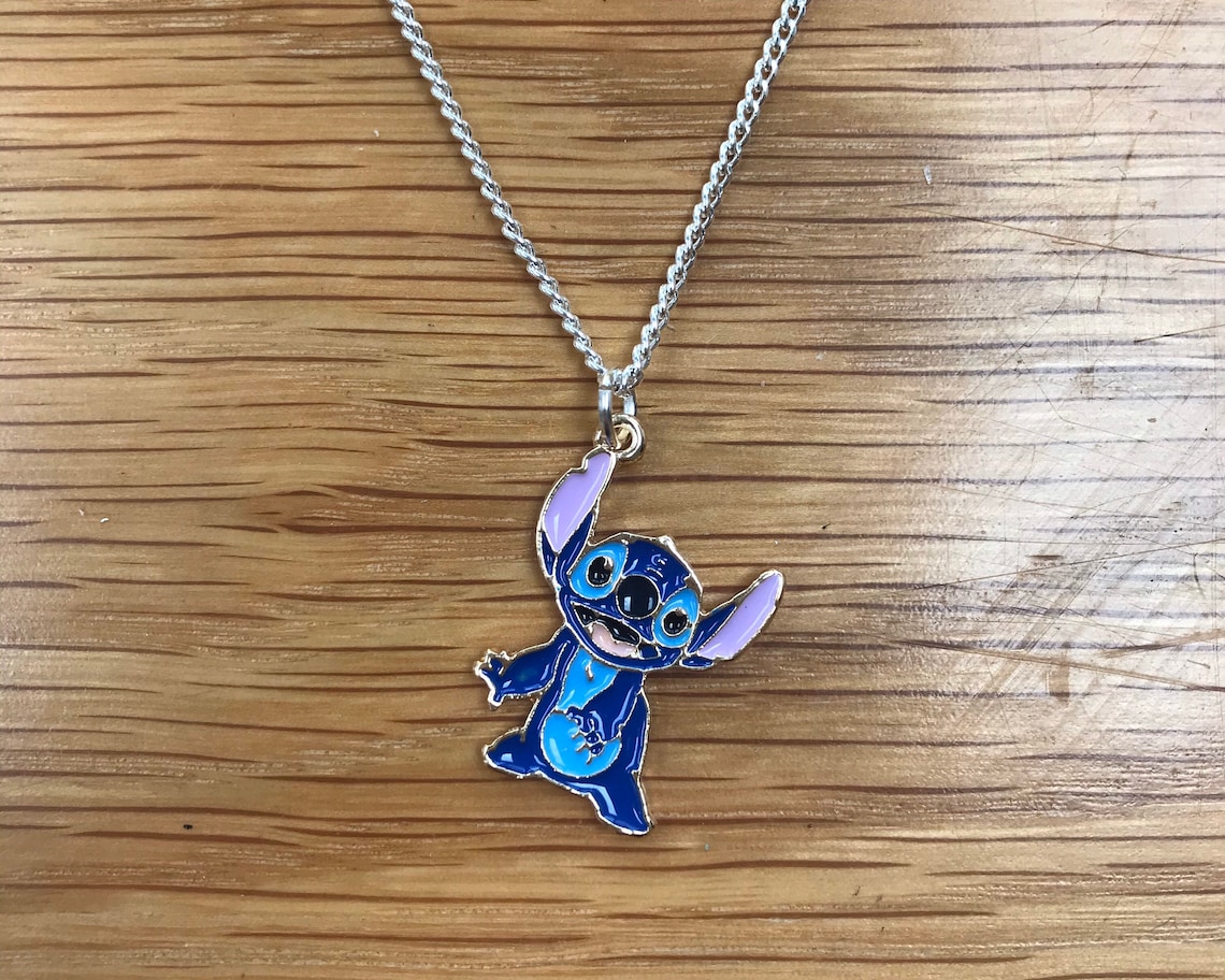 Stitch Necklace Silver Plated Chain Etsy