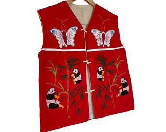 Stunning Vintage Asian Cultural Festival Waistcoat Vest with Cap Unisex 