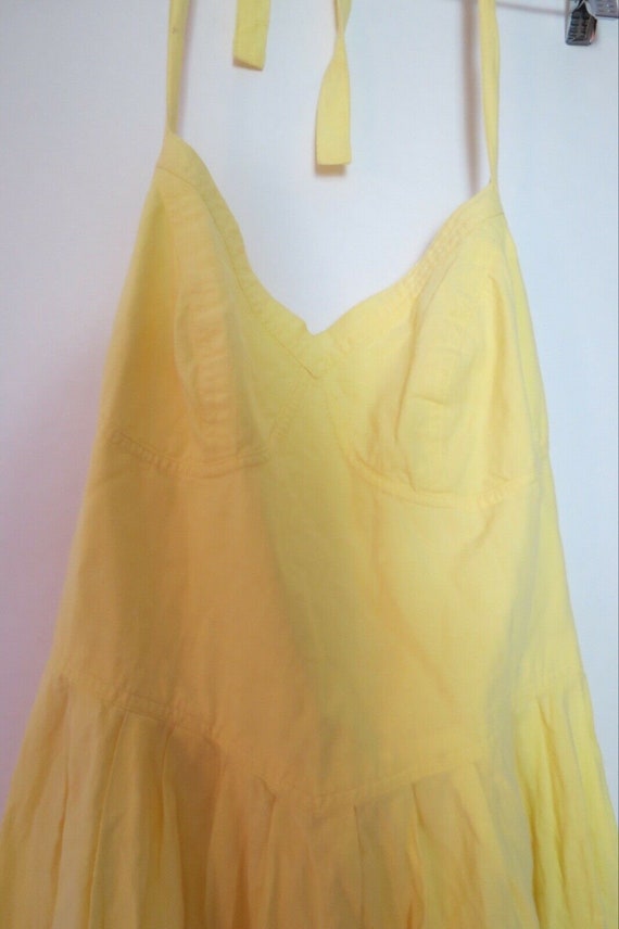 Vintage 80s Yellow Santa Cruz Gauzy Halter Sundre… - image 2