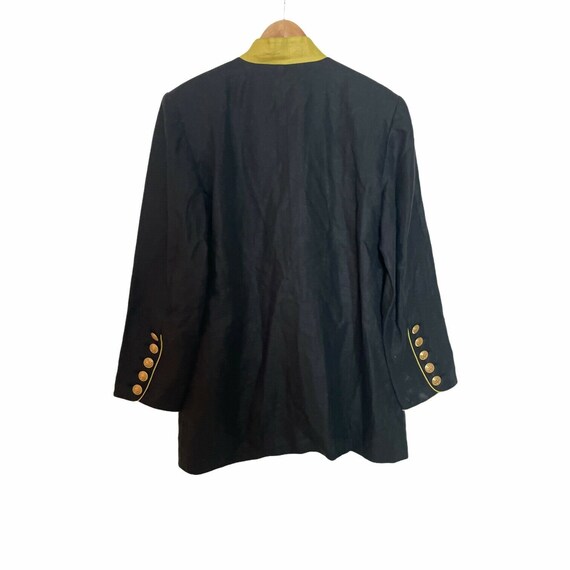 Vintage 90s Bogner Black Yellow Red Linen Blazer … - image 5