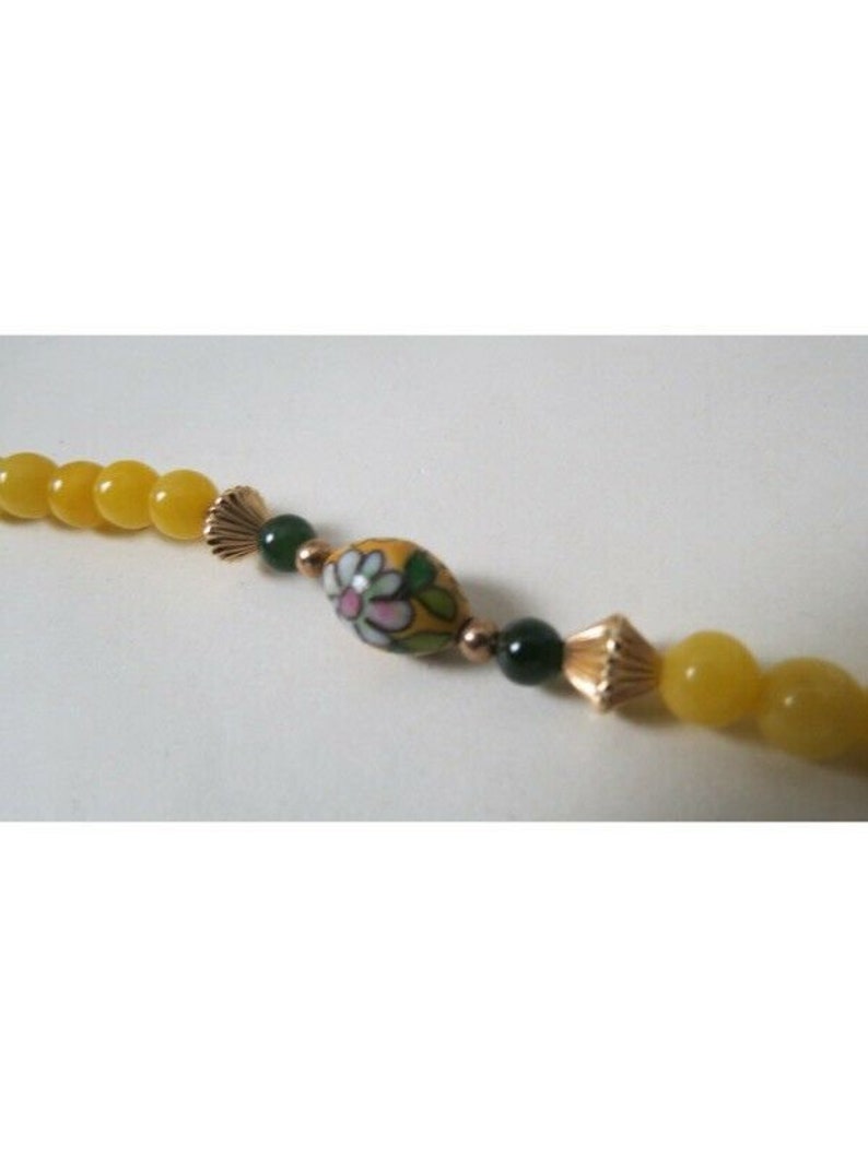 Museum Of Fine Arts Yellow Green Jade Cloisonne Necklace