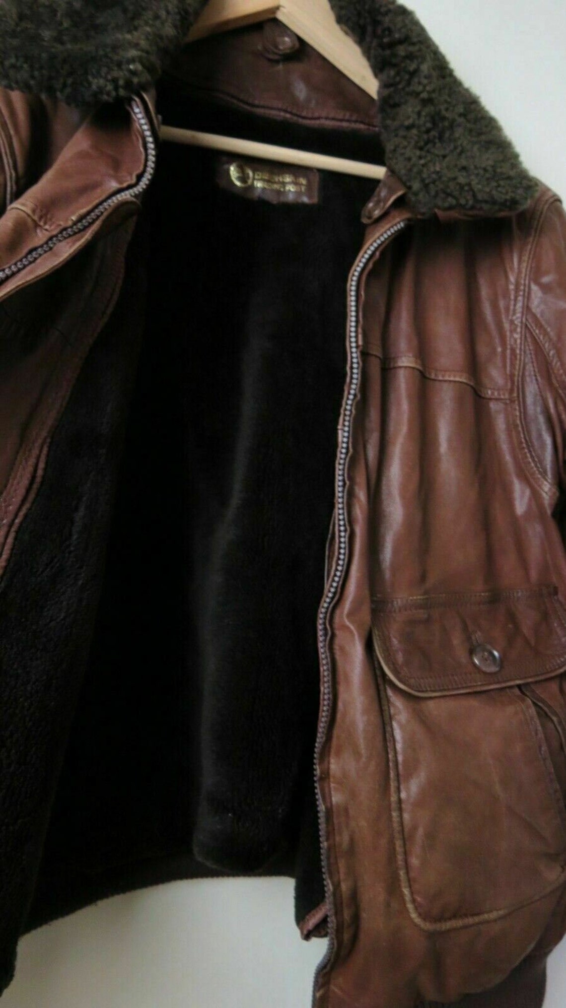 Vintage Deerskin Trading Post brown leather bomber jacket Etsy