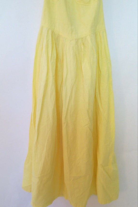 Vintage 80s Yellow Santa Cruz Gauzy Halter Sundre… - image 3