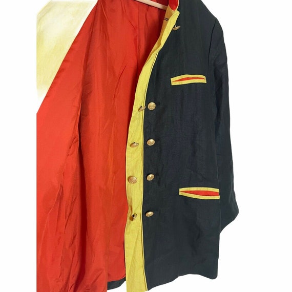 Vintage 90s Bogner Black Yellow Red Linen Blazer … - image 6