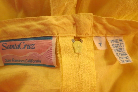 Vintage 80s Yellow Santa Cruz Gauzy Halter Sundre… - image 6
