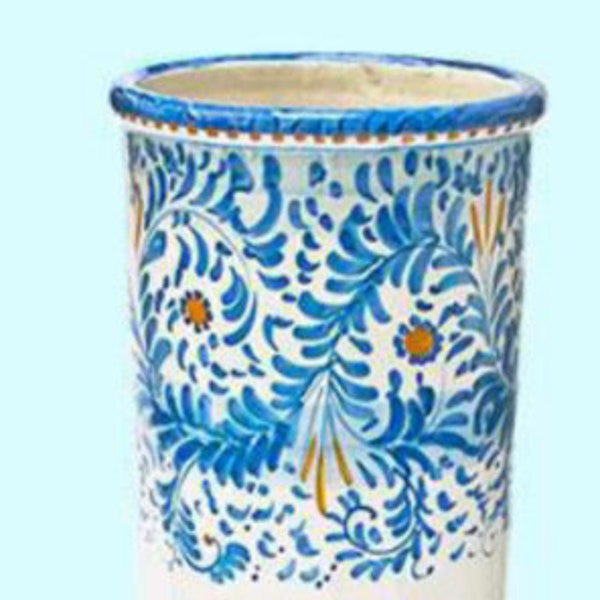 Ceramic umbrella stand of the Amalfi Coast - Blue decor on a white background