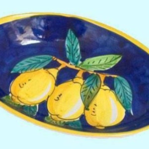 Amalfi Coast - Oval plat - Blue with Yellow lemons