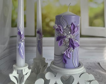 Unity candle set for wedding - Wedding décor & Wedding accessories - Candle sets - 6 Inch Pillar and 2 10 Inch Tapers - Best Unity candle