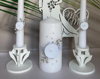 Unity candle set for wedding - Wedding décor & Wedding accessories - Candle sets - 6 Inch Pillar and 2 10 Inch Tapers - Best Unity candle