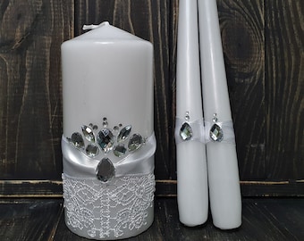 Unity candle set for wedding - Wedding décor & Wedding accessories - Candle sets - 6 Inch Pillar and 2 10 Inch Tapers - Best Unity candle