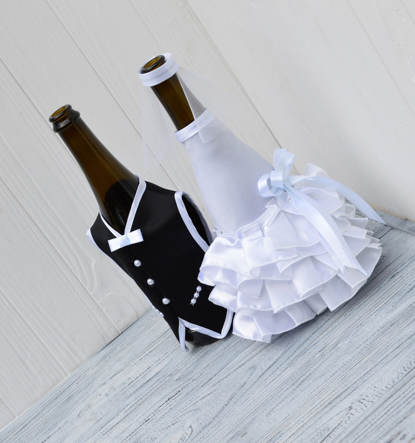 Bride and Groom Wine Bottle Covers Wine bottle dressup for Etsy