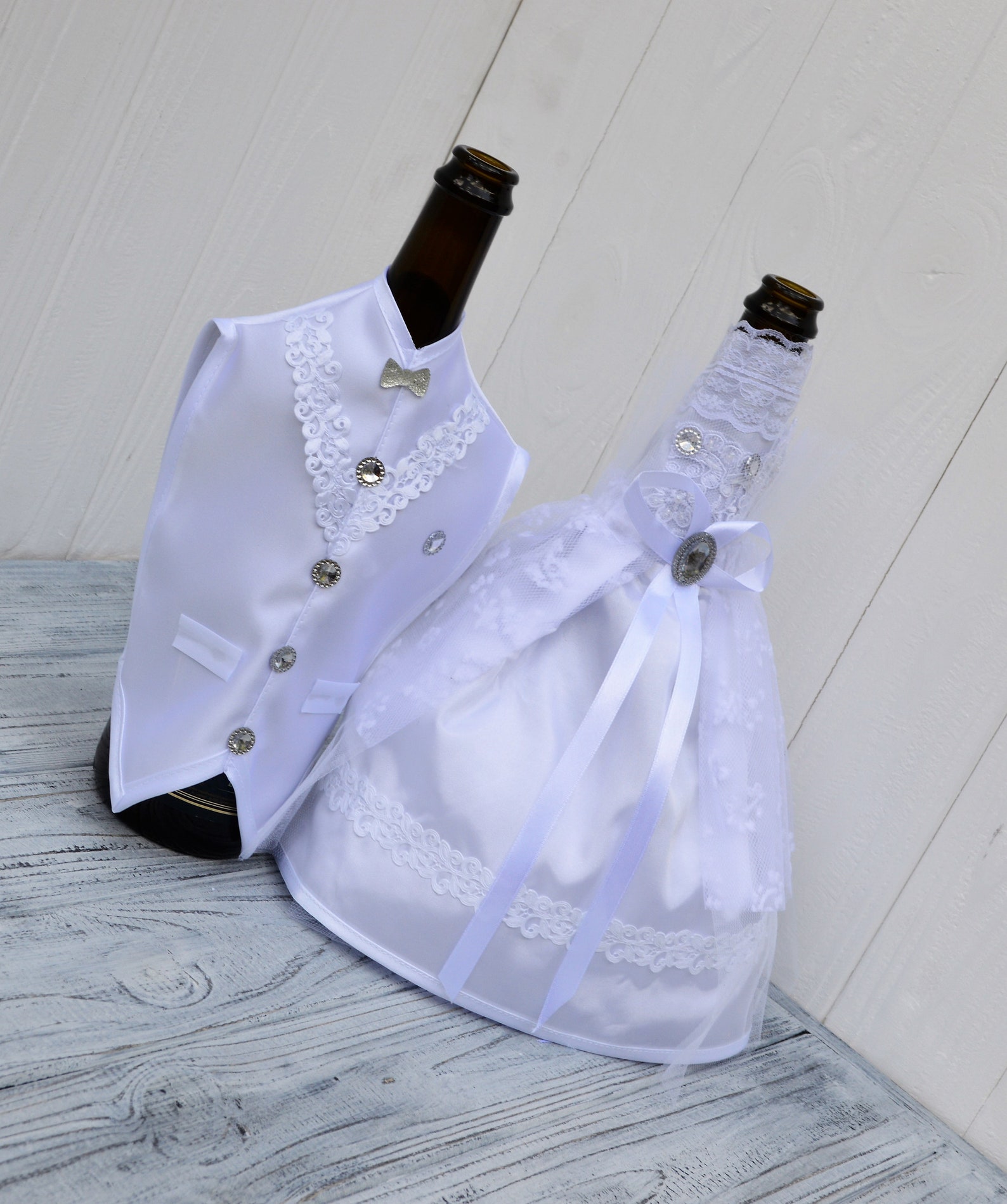 Bride and Groom Wine Bottle Covers Wine Bottle Dressup for Etsy