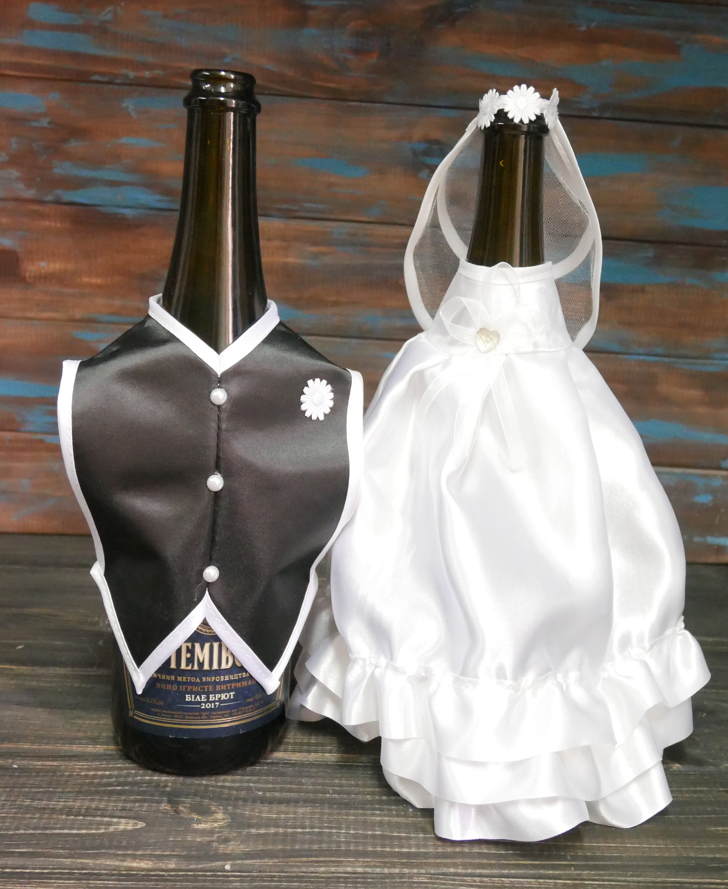 Bride and Groom Wine Bottle Covers Wine bottle dressup for Etsy