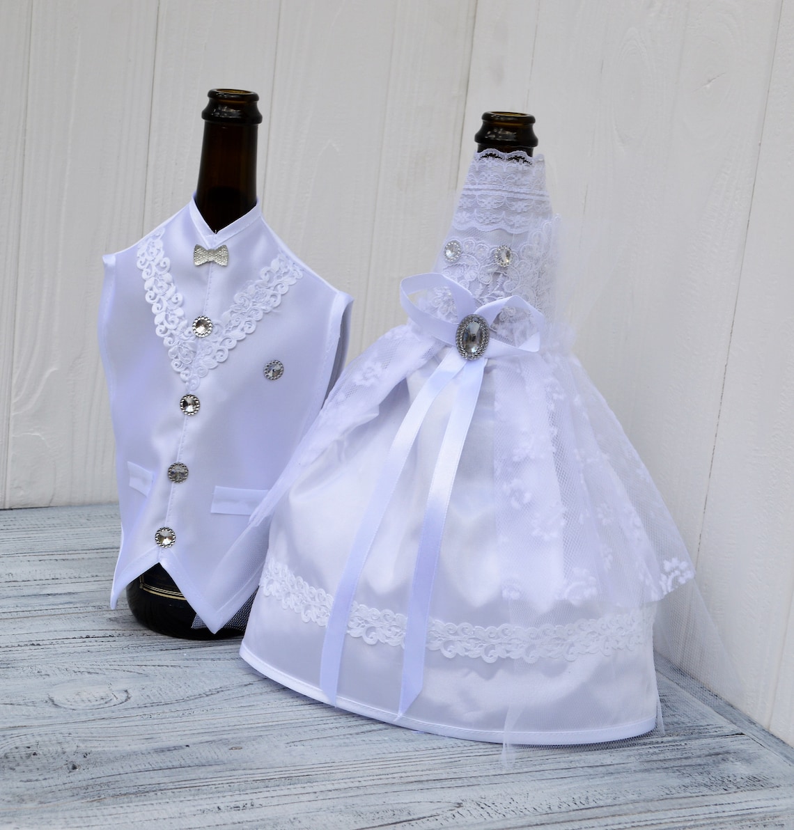 Bride and Groom Wine Bottle Covers Wine Bottle Dressup for Etsy