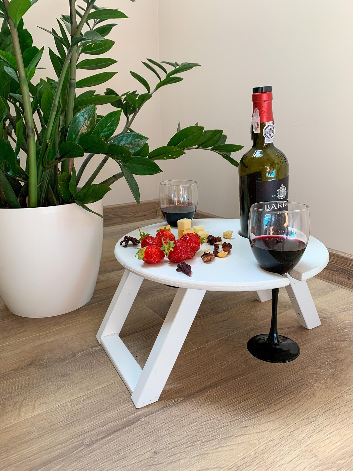 Portable Folding Small Wine Picnic Table With Glass Holder Etsy