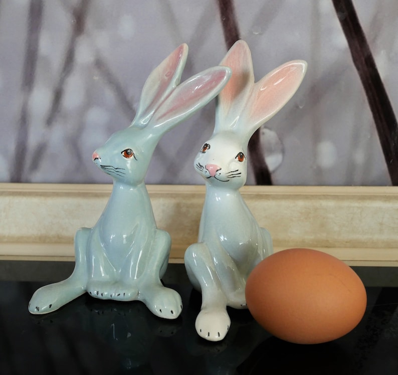 Grey Porcelain Bunny Easter Bunny Ceramic Décor Rabbit Etsy