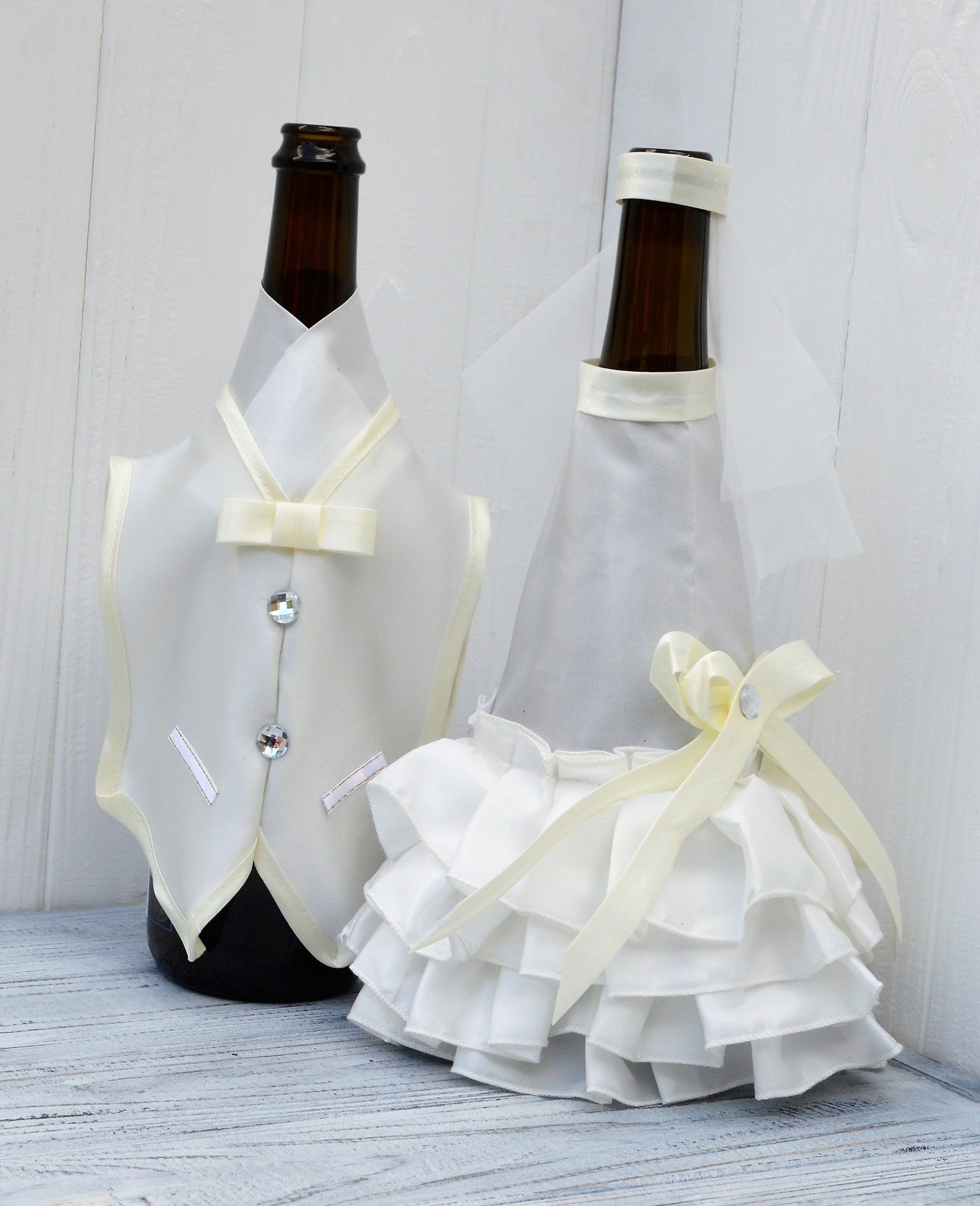 Bride and Groom Wine Bottle Covers Wine bottle dressup for Etsy