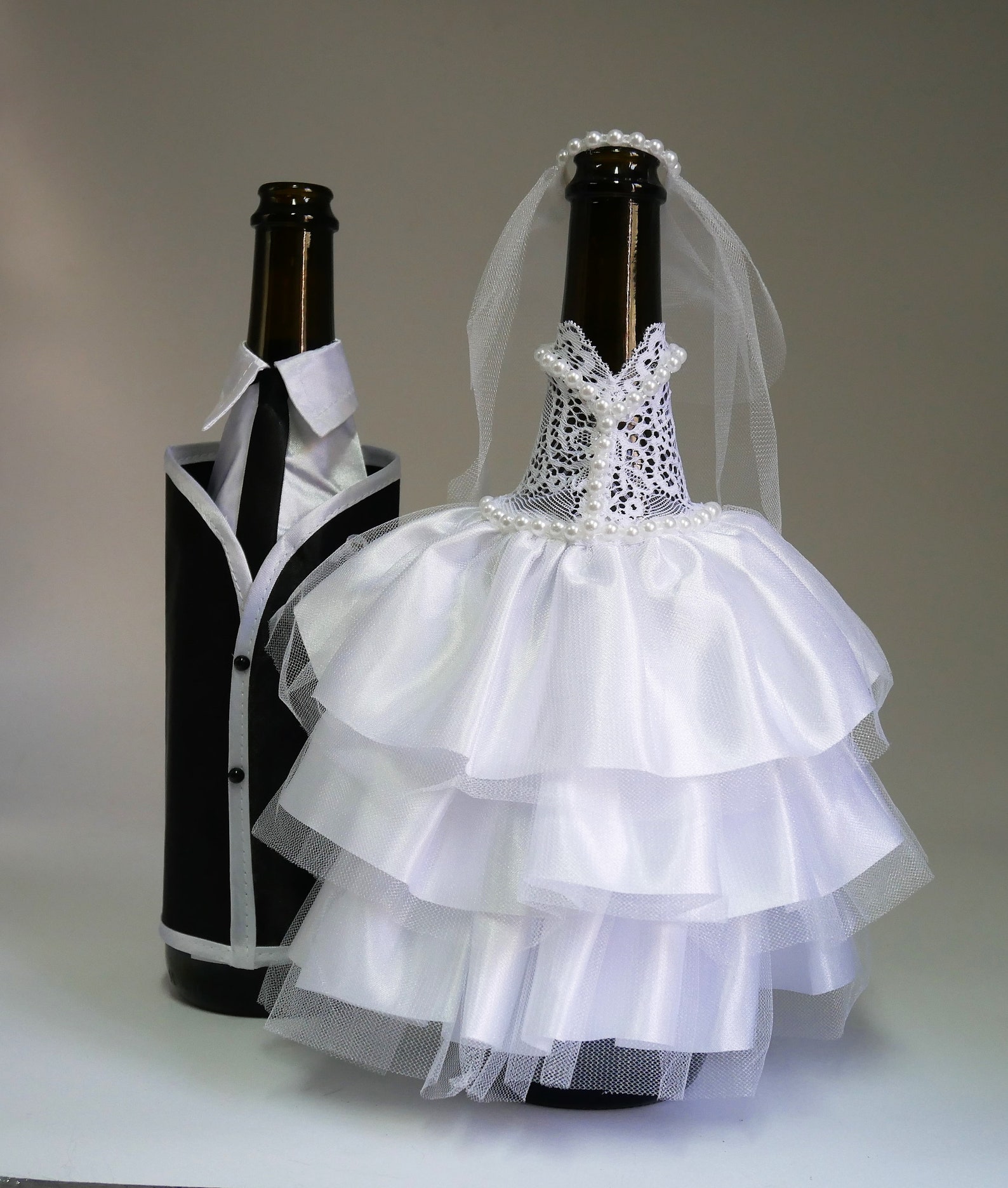 Bride and Groom Wine Bottle Covers Wine Bottle Dressup for Etsy