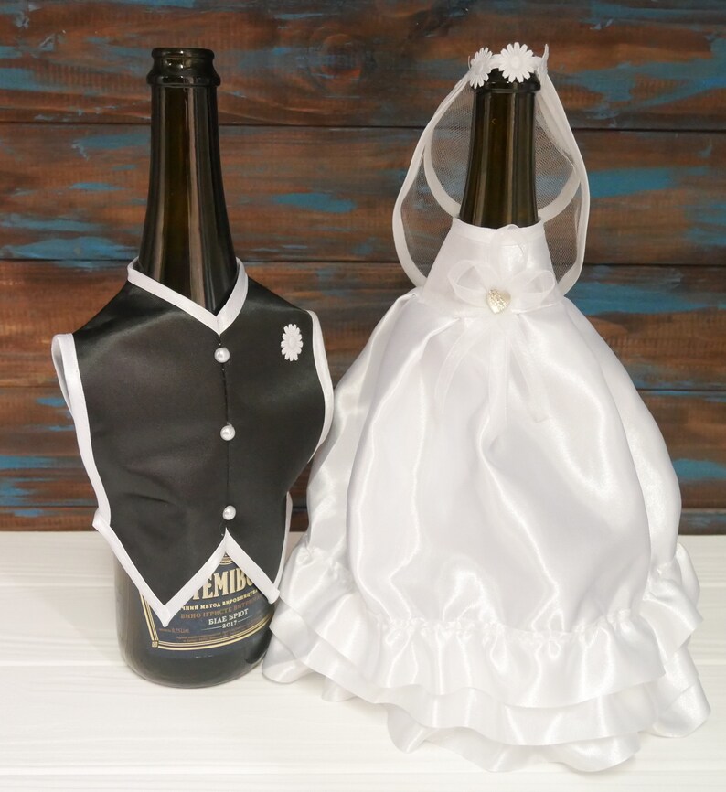 Bride and Groom Wine Bottle Covers Wine bottle dressup for Etsy