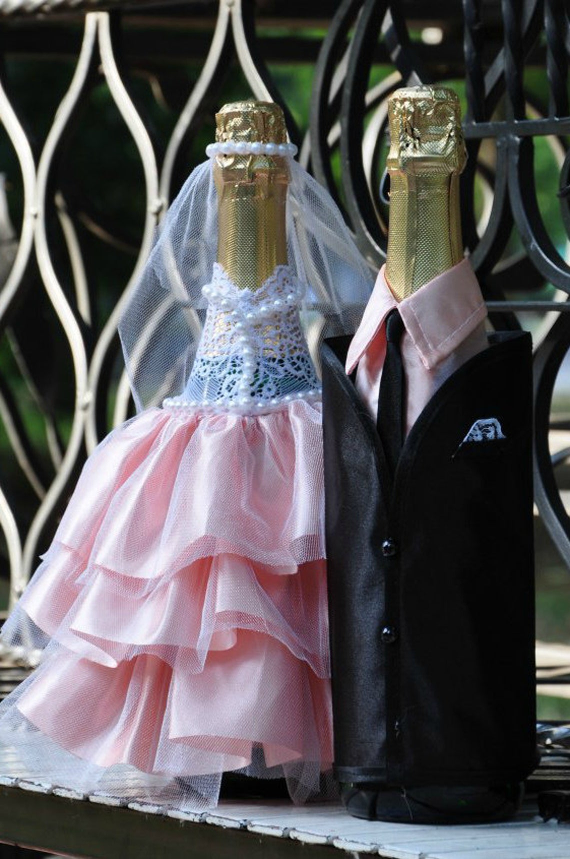 Bride And Groom Wine Bottle Covers Wedding Couple Wine