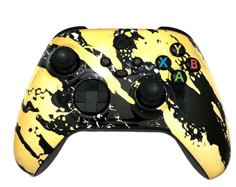 Custom Microsoft Xbox Series X Controller - Glossy Chrome Gold Black Splatters