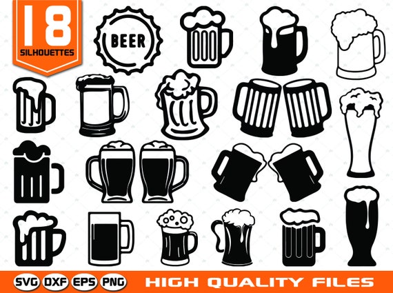 Beer mugs SVG Beer glass SVG Cut files Silhouettes SVG | Etsy