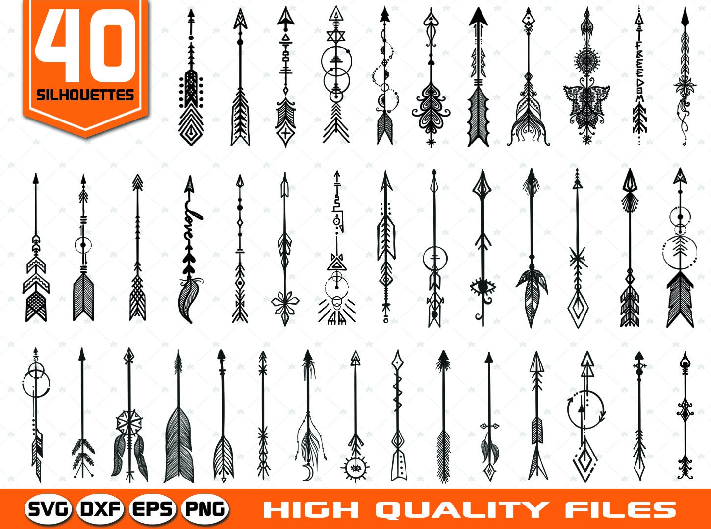 Download Arrow Silhouettes SVG Tribal arrows SVG Boho clip art | Etsy