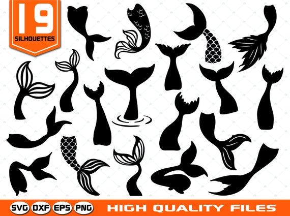 Download Mermaid Tails Silhouettes Mermaid tail svg Mermaid clip | Etsy