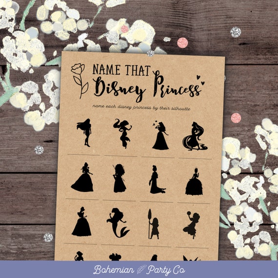 Name That Disney Princess Bridal Shower Games Bridal Shower Etsy