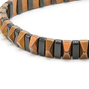 Celestial Pyramid Copper & Black Coloured Natural Hematite Stone Adjustable Corded Bracelet. Birthday, Anniversaries, Christmas gifts.