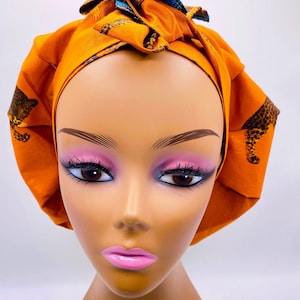 Animal Print Satin lined Adjustable Tie  Protective Bonnet, African Head wrap, Scrub Cap. Birthday Gift for Her