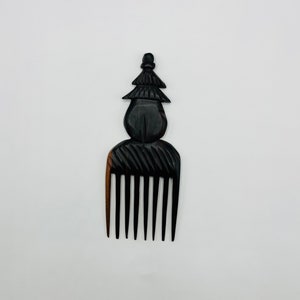 African Hut Carved Wood Comb, Authentic, Beard Wood Comb,  Afro Pick, Wood Hair Pick, Wood Comb, Home Decor, Decorative comb, Ebony Wood