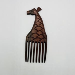 Giraffe Carved Wood Comb, Authentic, African Wood Comb,  Afro Pick, Beard Wood Hair Pick, Wood Comb, Home Decor, Decorative comb, Ebony comb