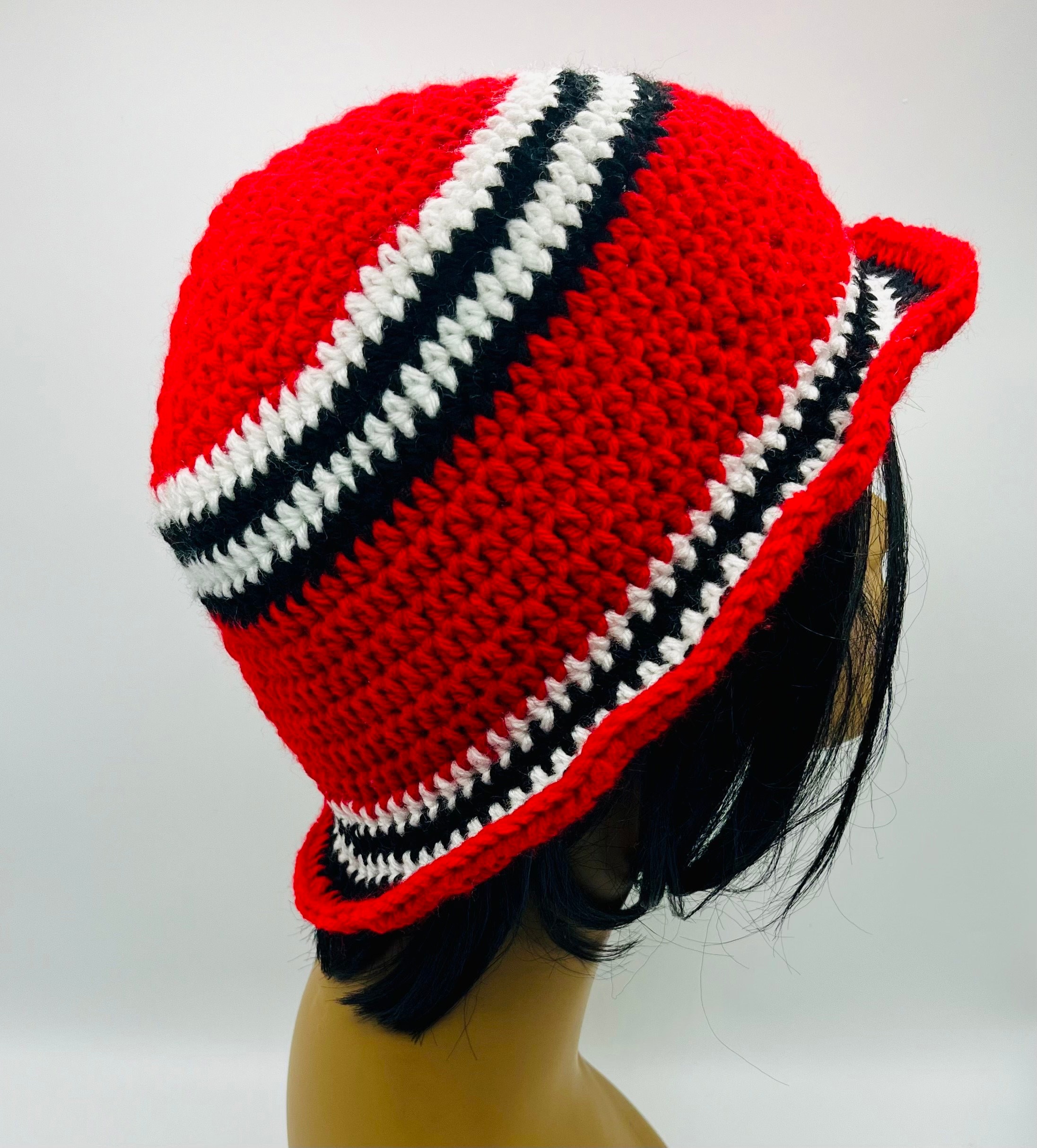 Handmade Crochet Fedora Hat | Igbo Inspired Yarn Bucket Hat, Red