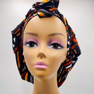 Handmade Ankara SATIN LINED Adjustable Tie Bonnet that is versatile as a Scrub Cap  African Fabric Print African Head wrap