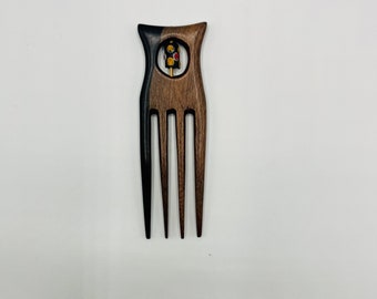 Grzebień do rozczesywania włosów African Wood z czterema ogonami: precyzyjne narzędzie do rozdzielania włosów