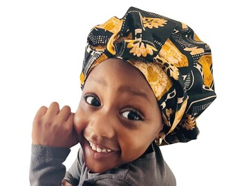 Gorro Ankara para niños: turbante ajustable forrado de satén hecho a mano
