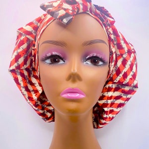 Handmade Ankara SATIN LINED Adjustable Tie Bonnet that is versatile as a Scrub Cap  African Fabric Print Loc Cap Reversible Head wrap