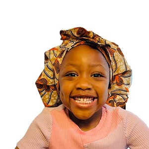 Bonnet marron antidérapant pour enfant doublé de satin Ankara, turban pour enfant, bonnet pour enfant, Bonnet de nuit pour enfant, enfant, accessoire pour cheveux