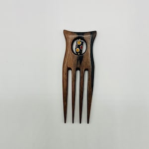 Ilarun African 4-Tail Precision Parting and Detangling Wood Comb, Smooth Finish Comb, Decorative Comb, Rat Tail Comb, Braid Take Down Comb