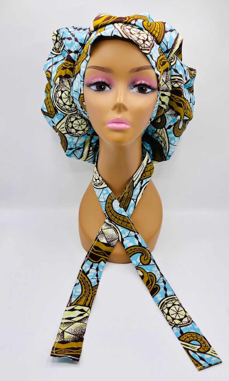 Ankara Satin Lined Bonnet: Adjustable Tie, Reversible African Print ...