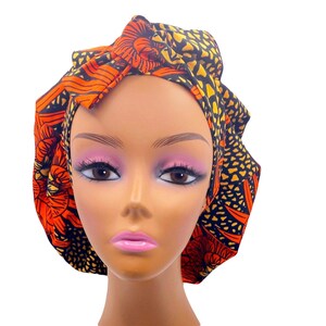 Stylish Ankara SATIN LINED Adjustable Tie Bonnet that is Versatile as a Scrub Cap  African Fabric Print Loc Cap Head wrap