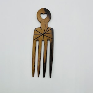 Illarun 4-Tail Precision Parting and Detangling African Wood Comb, Smooth Finish Comb, Decorative Comb, Rat Tail Comb, Braid Take Down Comb