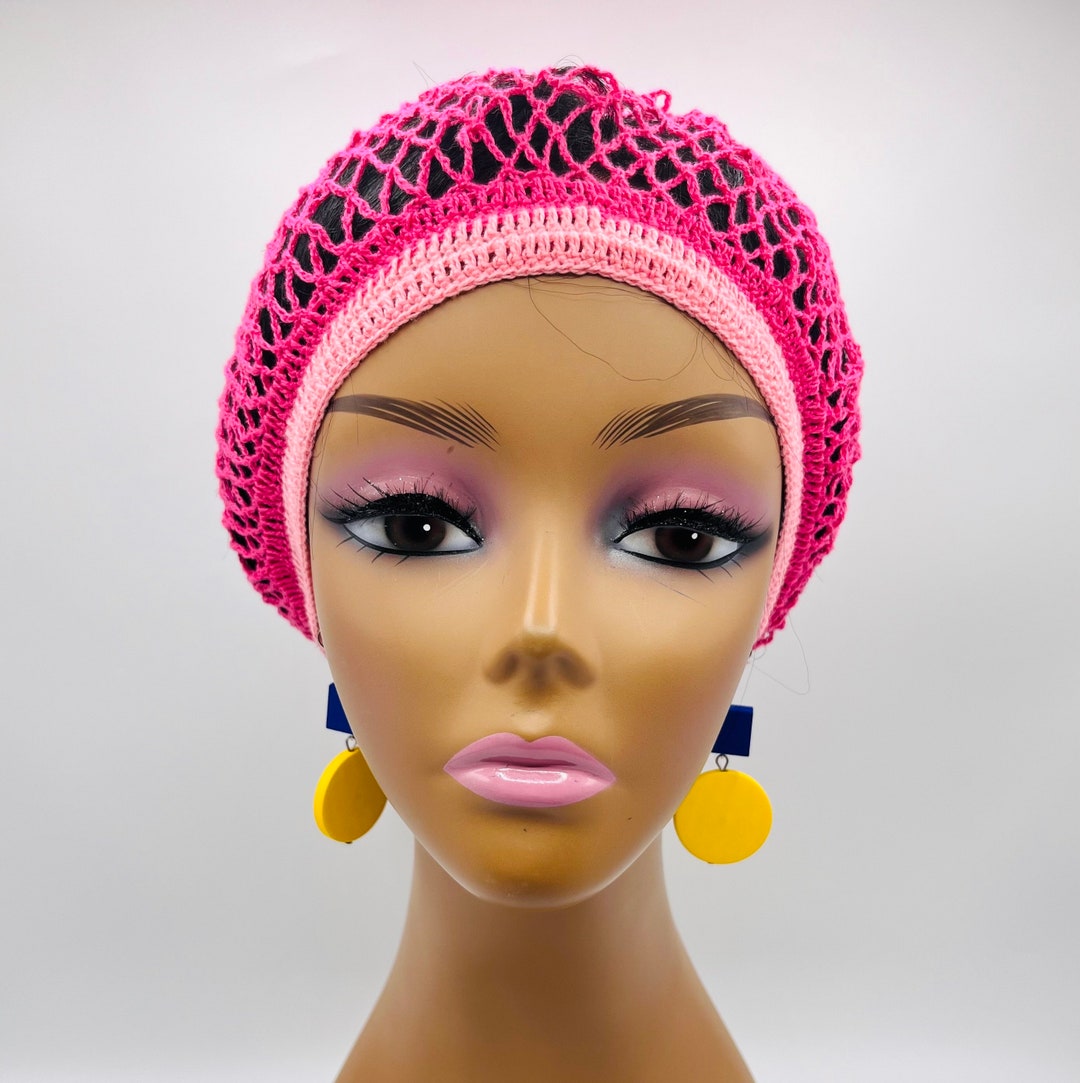 Hot Pink Elastic Free Pink Hair Net, Hair Snood, Retro Hair Net, Net