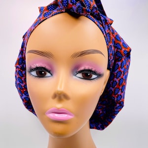 Ankara SATIN LINED Adjustable Tie Bonnet that is versatile as a Scrub Cap  African Fabric Print African Headwrap