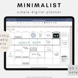 Undated Professional Minimalist Digital Planner | 2021 Dated / Undated Digital Planner | goodnotes planner, ipad planner, notability