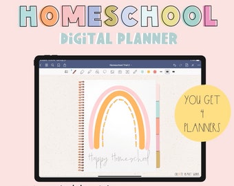 Niet-gedateerde digitale planner voor thuisonderwijs | Goodnotes, iPad (digitale download)