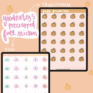Herbst Digitale Aufkleber | Goodnotes 5 Sticker | Vorgeschnitten | Digitale Planung | Digitale Planner Aufkleber | Kürbis Precropped Stickers